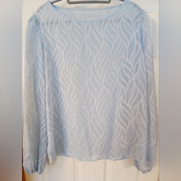 Shein Women's Light Blue Long Sleeve Textured Blouse XL - Picture 3 of 4